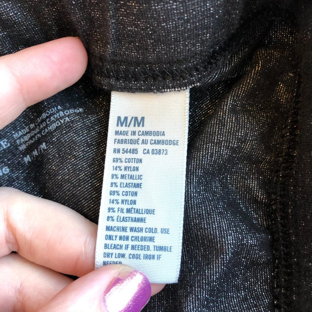 American Eagle Black Shimmer Leggings Hi Rise Medium - Picture 5 of 8
